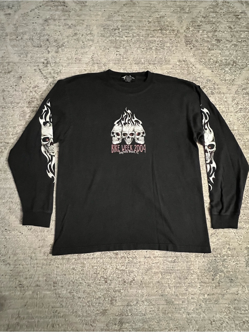 Vintage Y2K USA Biker Design Bike Week 2004 Daytona Beach Long Sleeve Shirt L